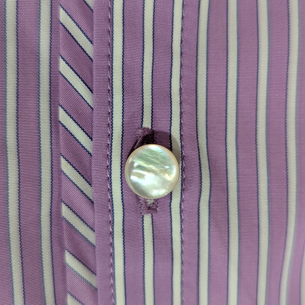 Talbots Haberdashery Petite Purple White Stripe LS Cotton Fitted Shirt Size 22W - Picture 5 of 11